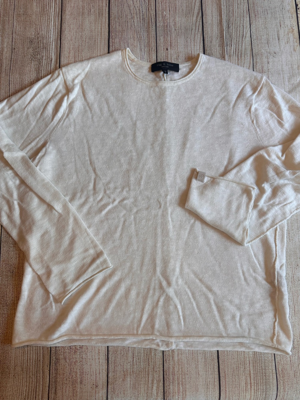 rag & bone Men's Cream Crewneck Sweater- L